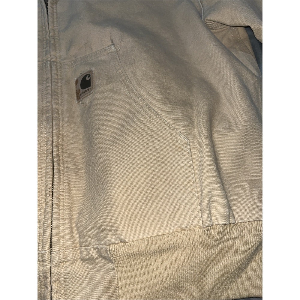 1999 Carhartt J06 WET Hooded Quilted Lined Jacket Mens Size-Large  Light Brown - Picture 7 of 16